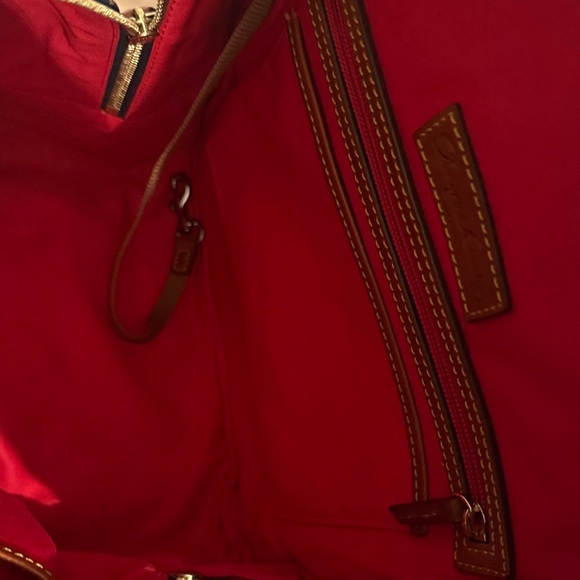 Dooney & Bourke Blue Monogram Backpack with Tan Details - Picture 5 of 5
